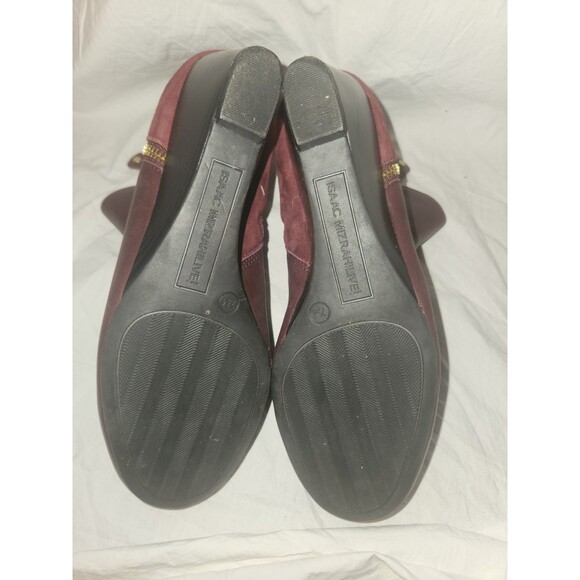 Isaac Mizrahi Live! Leather & Suede Wedge Ankle Boots wine 7M - Picture 5 of 7